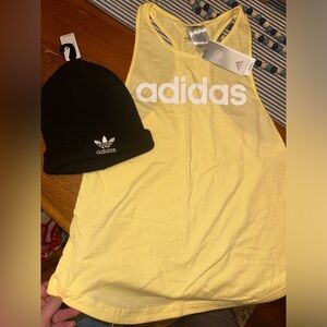 NWT Adidas Women’s Large Yellow Tank Top & Black Hat
